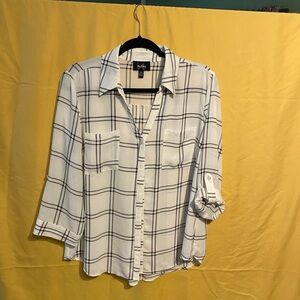 by & by Black and White Plaid Button-Front Shirt